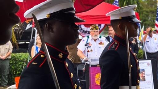 Marine Corps JROTC marching in parade